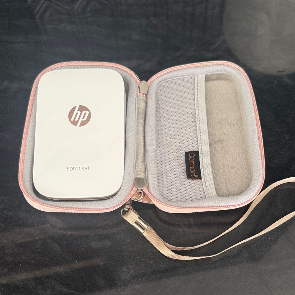 HP Sprocket White Photo Printer with Pink Case